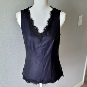 St John Knits Vneck Top with Lace Detail